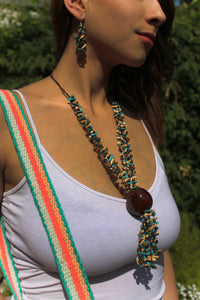 Beautiful Handmade Necklace made out Melon Seeds and Cotton Thread BROWN **Includes Handmade Pair of Earrings**