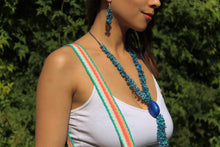 Load image into Gallery viewer, Beautiful Handmade Necklace made out Melon Seeds and Cotton Thread AZUL **Includes Handmade Pair of Earrings**