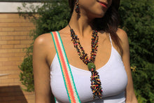 Load image into Gallery viewer, Beautiful Handmade Necklace made from Tagua and Cotton Thread Multicolour **Includes Handmade Pair of Earrings**
