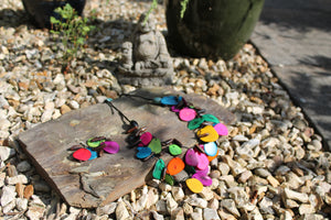 Beautiful Handmade Necklace made from Tagua and Cotton Thread Multicolor II **Includes Handmade Pair of Earrings**