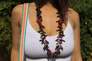 Beautiful Handmade Necklace made from Coffee Grain and Cotton Thread Brown