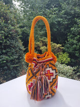 Load image into Gallery viewer, Authentic Handmade Mochilas Wayuu Bags - Colombia Carnaval Yellow Side Mochila