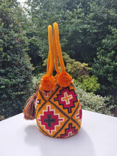 Load image into Gallery viewer, Authentic Handmade Mochilas Wayuu Bags - Colombia Carnaval Yellow Side Mochila