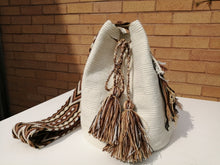 Load image into Gallery viewer, Authentic Handmade Mochilas Wayuu Bags-Blanco &amp; Cafe Unicolour