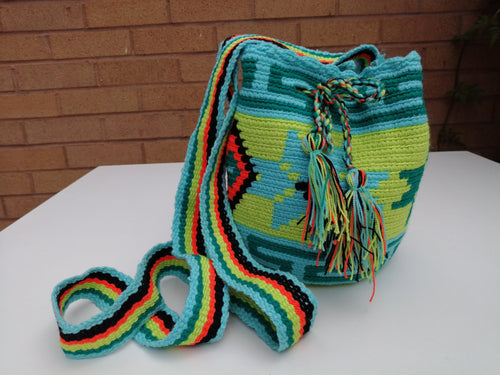 Authentic Handmade Mochilas Wayuu Bags - Small Turquoise 11
