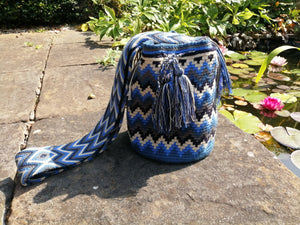 Handmade Cross-body Bags Mochilas Wayuu Collection Oceano Azul - Palmas