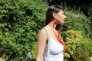 Beautiful Handmade Necklace made out Melon Seeds and Cotton Thread TAGUA **Includes Handmade Pair of Earrings**