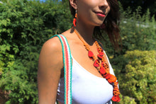 Load image into Gallery viewer, Beautiful Handmade Necklace made out Melon Seeds and Cotton Thread TAGUA **Includes Handmade Pair of Earrings**