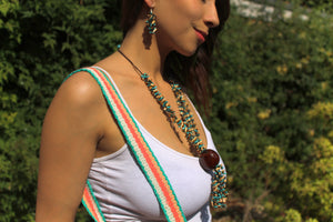 Beautiful Handmade Necklace made out Melon Seeds and Cotton Thread BROWN **Includes Handmade Pair of Earrings**