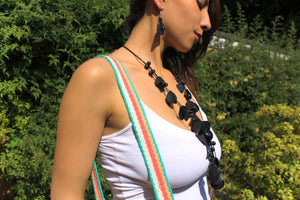 Beautiful Handmade Necklace made from Tagua and Cotton Thread Black **Includes Handmade Pair of Earrings**