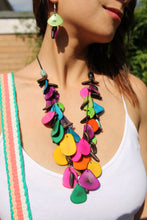 Load image into Gallery viewer, Beautiful Handmade Necklace made from Tagua and Cotton Thread Multicolor II **Includes Handmade Pair of Earrings**